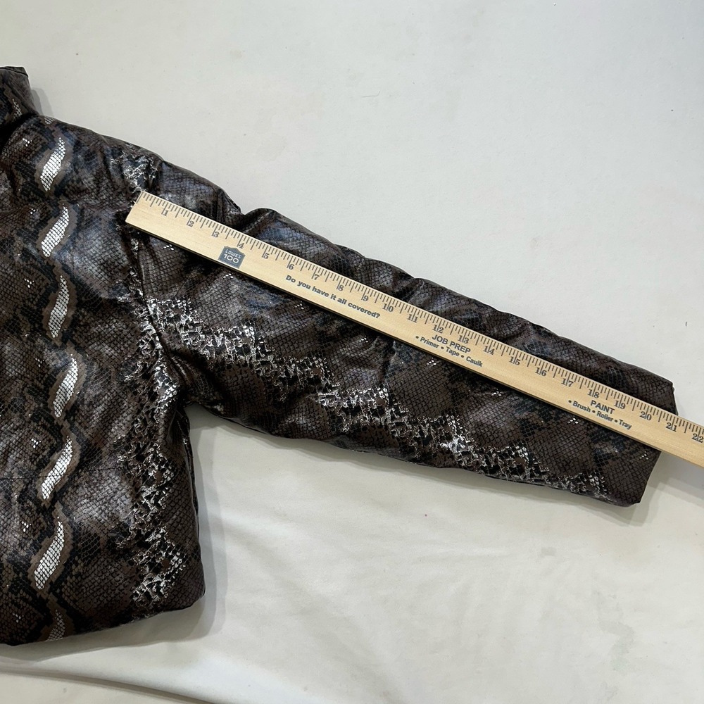 SHEIN Cropped Snakeskin Puffer Jacket Womens XS Brown Faux Leather Y2K - Picture 8 of 9
